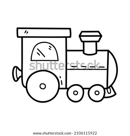 Vector illustration of  outline doodle baby boy train  for children, coloring and scrap book