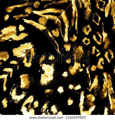 Luxury Skin Leopard. Gold Tiger. Animal Print Patch. Dark Safari Textile. Dark Textile Clothing Design. Jungle Animal Texture. Tiger Flora Pattern.