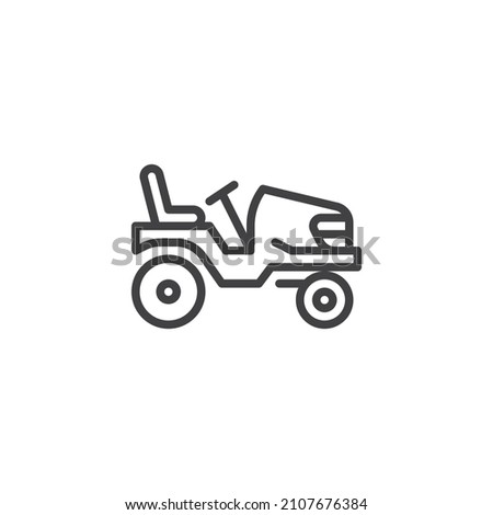 Lawn tractor line icon. linear style sign for mobile concept and web design. Lawn machine outline vector icon. Symbol, logo illustration. Vector graphics
