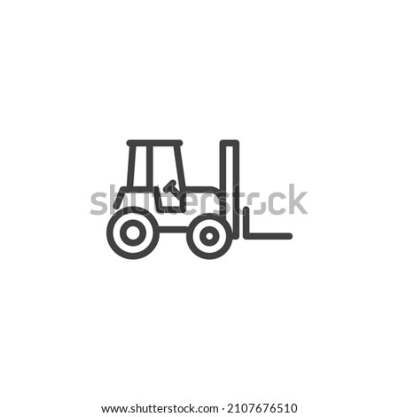 Forklift machine line icon. linear style sign for mobile concept and web design. Forklift truck outline vector icon. Symbol, logo illustration. Vector graphics
