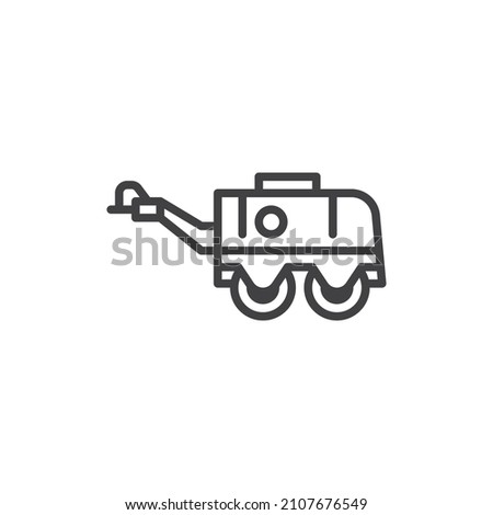 Compactor machine line icon. linear style sign for mobile concept and web design. Asphalt paver outline vector icon. Symbol, logo illustration. Vector graphics