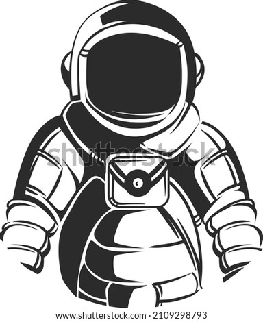 Astronaut icon. Spacesuit with black helmet glass. Cosmonaut logo