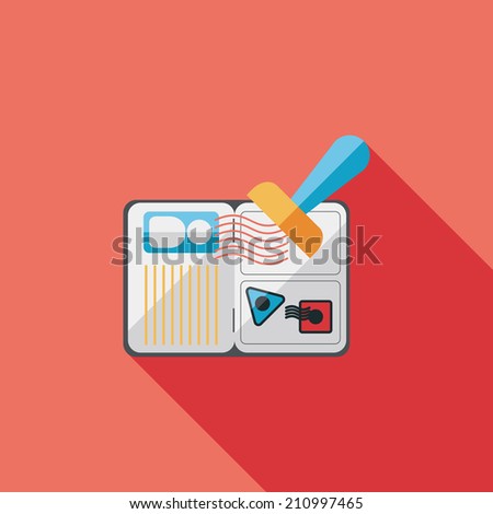 Passport icon, flat icon with long shadow