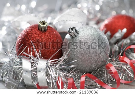 christmas balls with shallow focus close up shoot