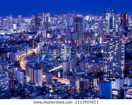 Tokyo cityscape at dusk as seen from the observatory