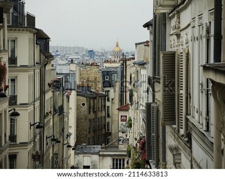 View from Montmartre to the dome of Les Invalides in Paris, France. City view.