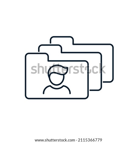 The concept of information files with personal profiles, electronic database of clients, workers. Vector icon isolated on white background.