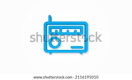 radio receiver, station 3d realistic line icon. Vector top view illustration. color pictogram isolated on white background
