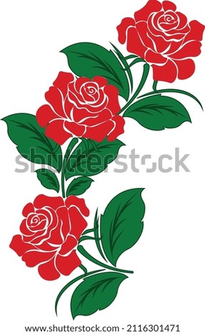 silhouettes of rose isolated on white background. Vector illustration.