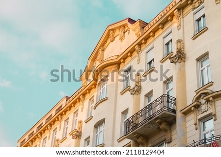 Beautiful image of buildings and sky in Vienna. Buildings in perspective.