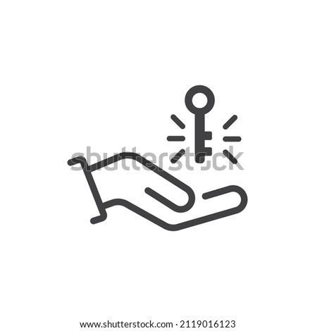 Hand with key, icon, vector.