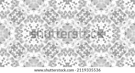 Kaleidoscope Shapes Abstract. Grey Decorative Design. Watercolor Tile. Gray Stain Tile. Bohemian Optical Repeat. Ink Effect Paint Seamless. Black White Swimwear Texture. Surface Pattern.