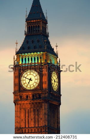 Big Ben closeup in Westminster, London.