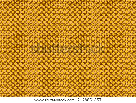 background with dots, yellow and red seamless flowers pattern design on yellow background,