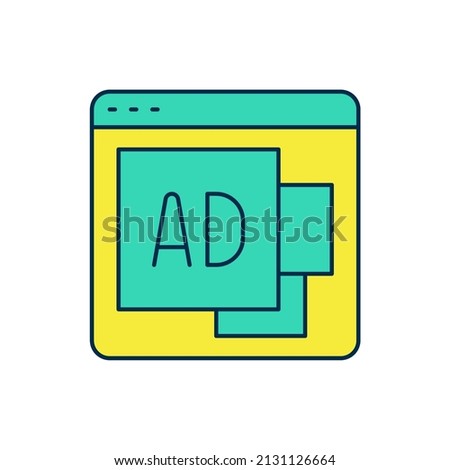 Filled outline Advertising icon isolated on white background. Concept of marketing and promotion process. Responsive ads. Social media advertising.  Vector