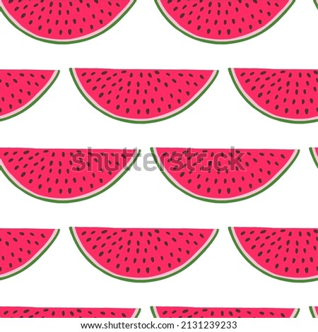 Color watermelon slice isolated on white background vector illustration