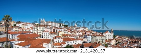 Panorama of old town district of Lisbon called Alfama, Portugal