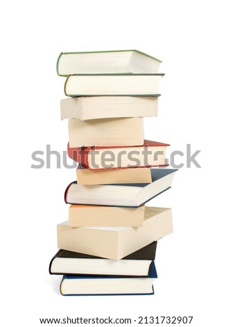 
stack of books on white background