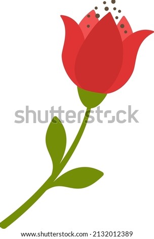 Stylized red flower highlighted on a white background. Vector flower in cartoon style.Vector illustration for greetings, weddings, flower design.
