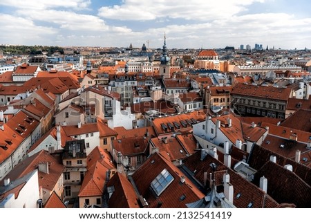 Red roofs and spires of Prague. Czech Republic