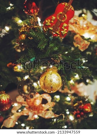 Christmas Tree with Ornaments and Lights