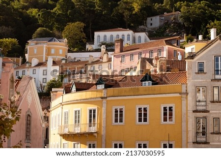 The colourful houses on the hills of Sintra, Portugal.