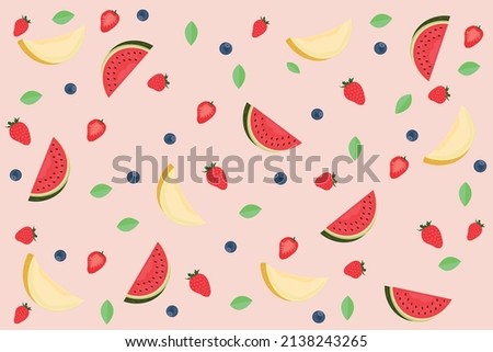 summer background of watermelon melon and fruits