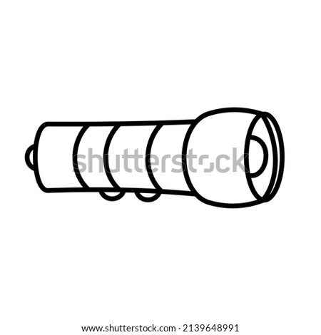 Small pocket Flashlight Outline vector illustration on white background