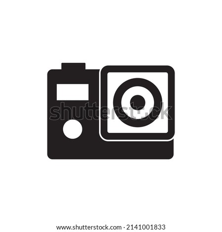 Action cam icon in black flat glyph, filled style isolated on white background
