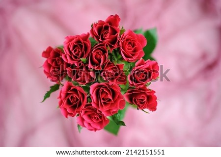Bouquet of red roses, top view