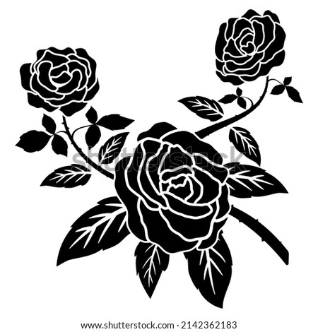 silhouette black rose flower decoration vector illustration background