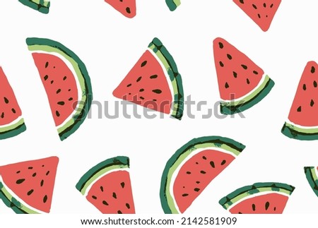 Scandinavian seamless fruits pattern design. allover watermelon slice colorful print. 
