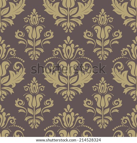 Oriental  pattern with damask, arabesque and floral elements. Seamless abstract background