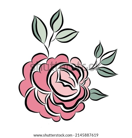 Line drawn,rose bouquet flowers,creative with illustration in flat design.Floral pattern,decorative series for wallpaper.Valentine day concept.