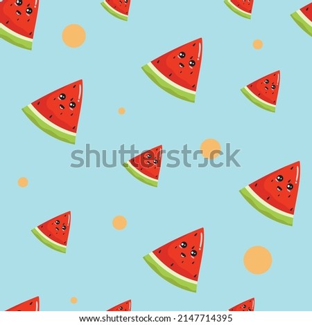 cute watermelon cartoon seamless pattern