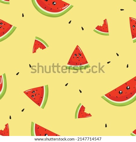 cute watermelon cartoon seamless pattern