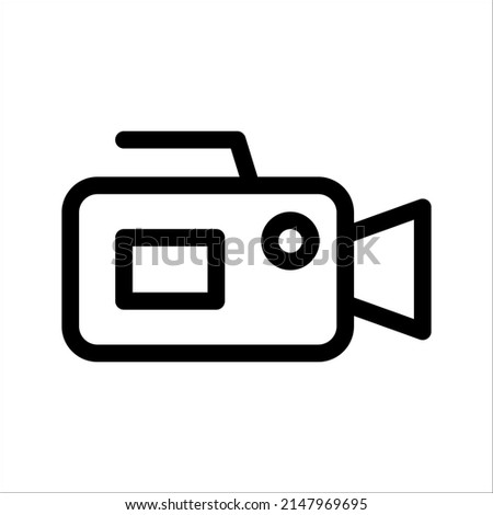 Video camera icon vector design with editable strokes, on white background, eps 10.