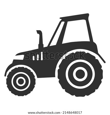 Black silhouette agricultural machinery tractor.Vector flat illustration.Isolated on white background.