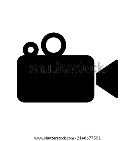 Video camera icon vector design with editable strokes, on white background, eps 10.