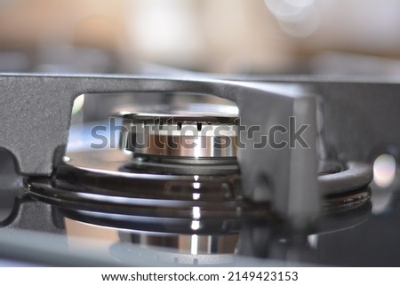 
Stove burner. Modern gas stove burner, great design for any purposes. top view, close up image, Brazil, South America. Photo zoom, selective focus, futuristic style
