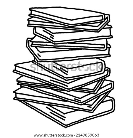 Books for school study or university education, writing diploma, working in classroom. Student, teacher, writer, child all use book for new knowledge, hobby. Hand drawn simple line illustration.