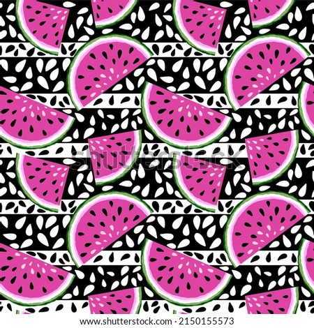 Summer seamless watermelon pattern for fabrics and textiles and packaging and gifts and cards and linens and kids and wrapping paper and kitchen 