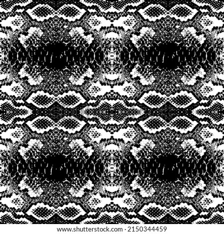 Snake skin scales texture. Seamless pattern black isolated on white background. simple ornament, fashion print and trend of the season Can be used for Gift wrap, fabrics, wallpapers. 