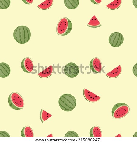 seamless cute watermelon on yellow color