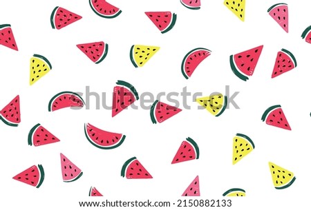Watermelon slice hand drawn illustration. 