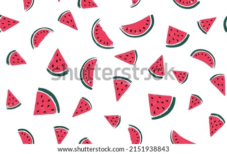 Watermelon slice hand drawn illustration. 