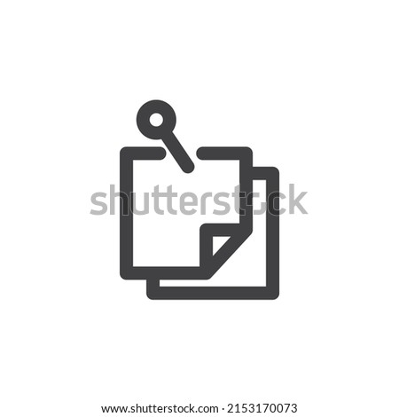 Note paper line icon. linear style sign for mobile concept and web design. Paper with push pin outline vector icon. Symbol, logo illustration. Vector graphics
