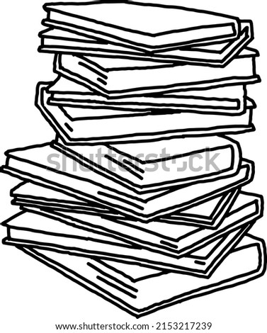 Books for school study or university education, writing diploma, working in classroom. Student, teacher, writer, child  use book get new knowledge, hobby. Hand drawn simple line vector illustration.