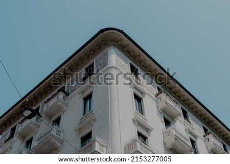 Beautiful old architecture in Milan streets, Italy