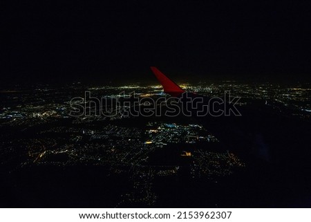 View of Hamburg at night from a landing plane
